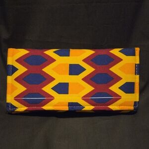 African Geometric Design Trifold Snap Closure Wallet